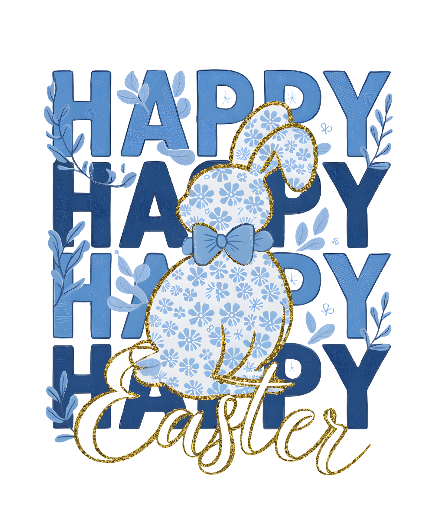 Blue Floral Happy Easter- Print Only