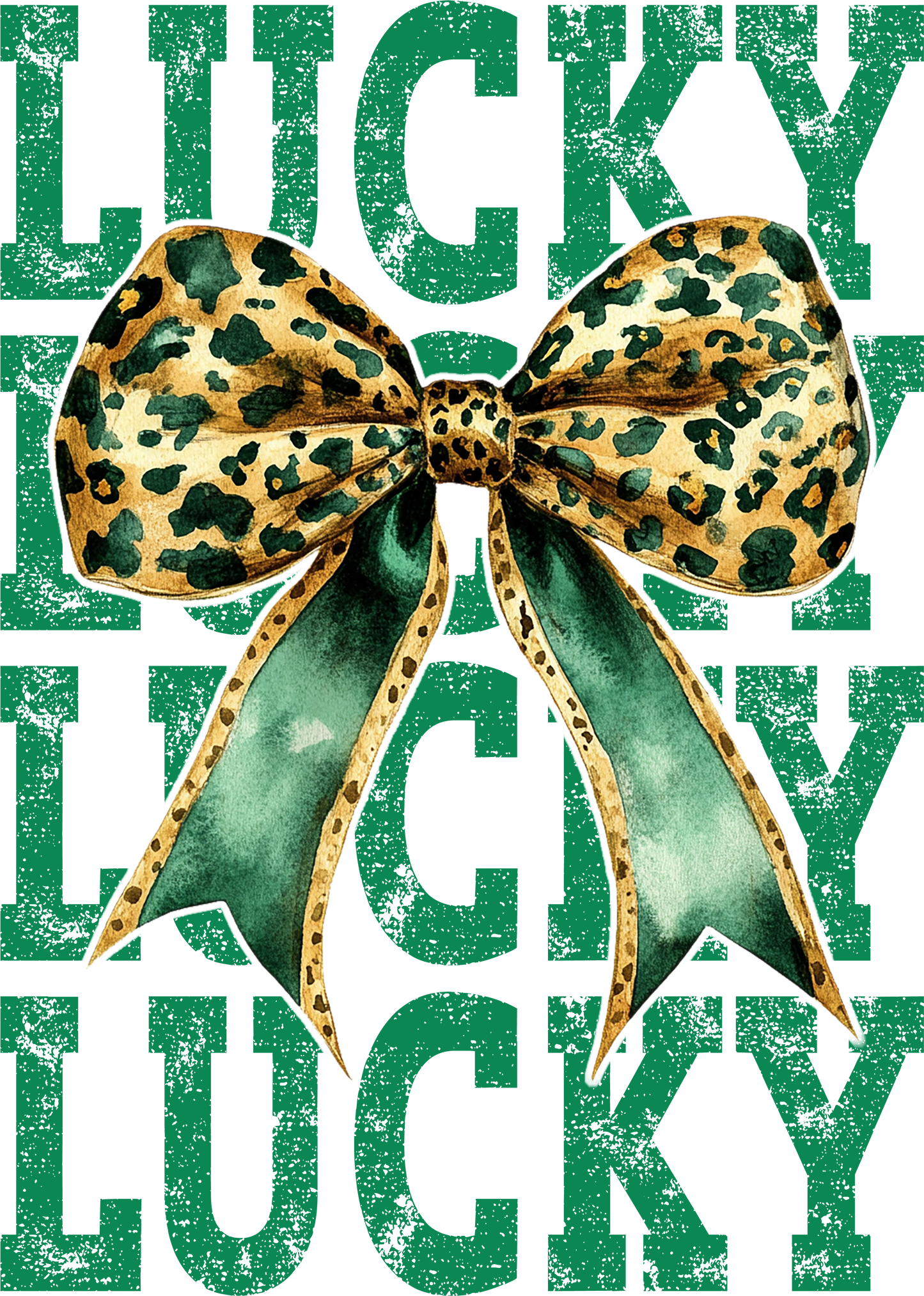Green Lucky & Leopard Bow- Print Only