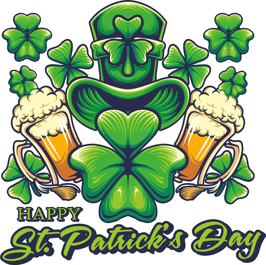 Happy St. Patrick's Day- Beer & Shamrocks- Print Only
