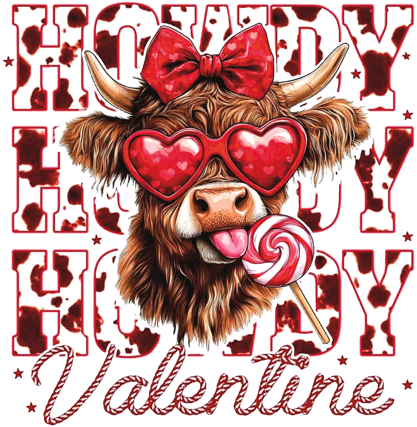 Howdy Valentine- Highland Cow- Print Only
