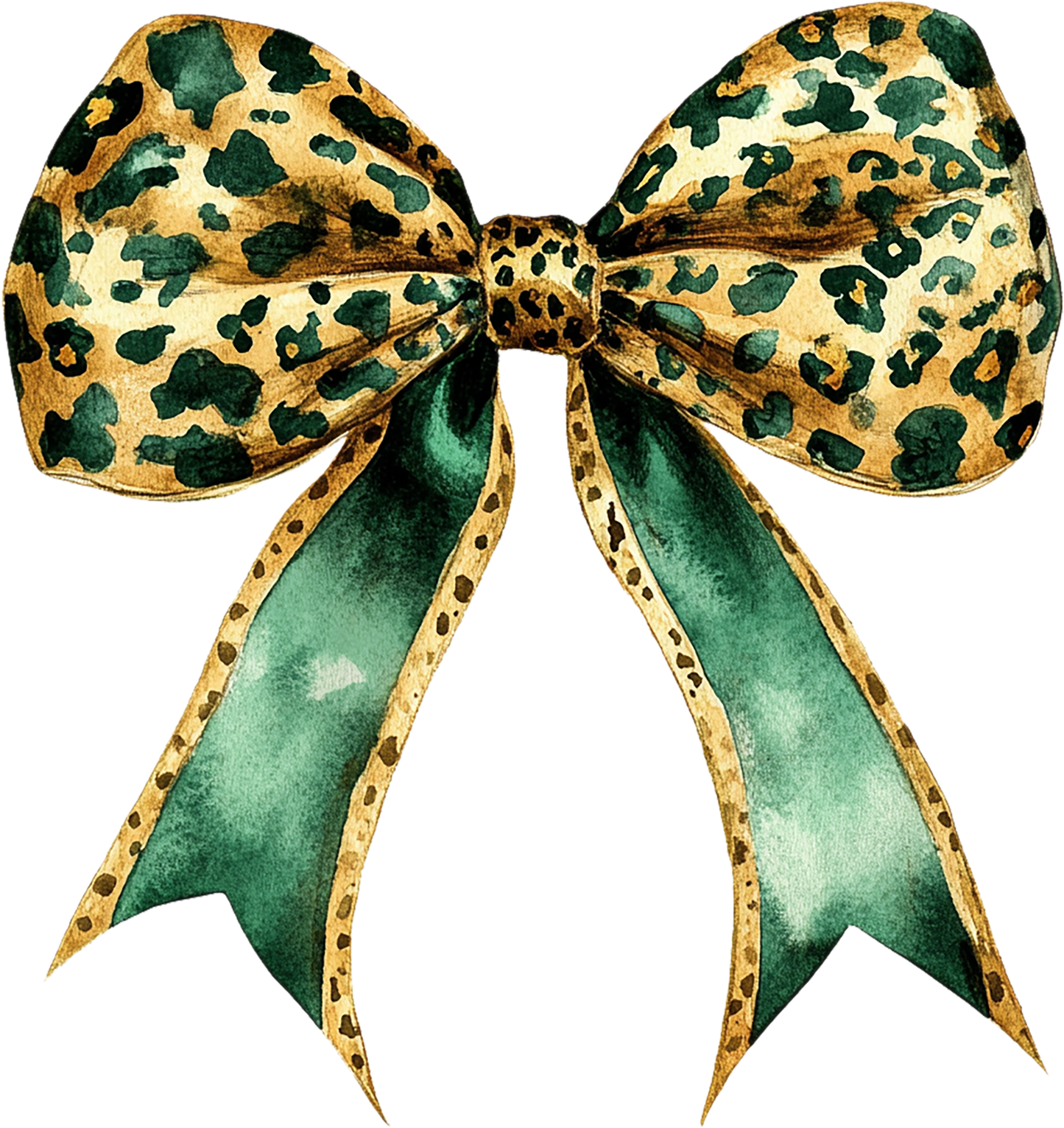 Lucky Green Leopard Bow- Print Only