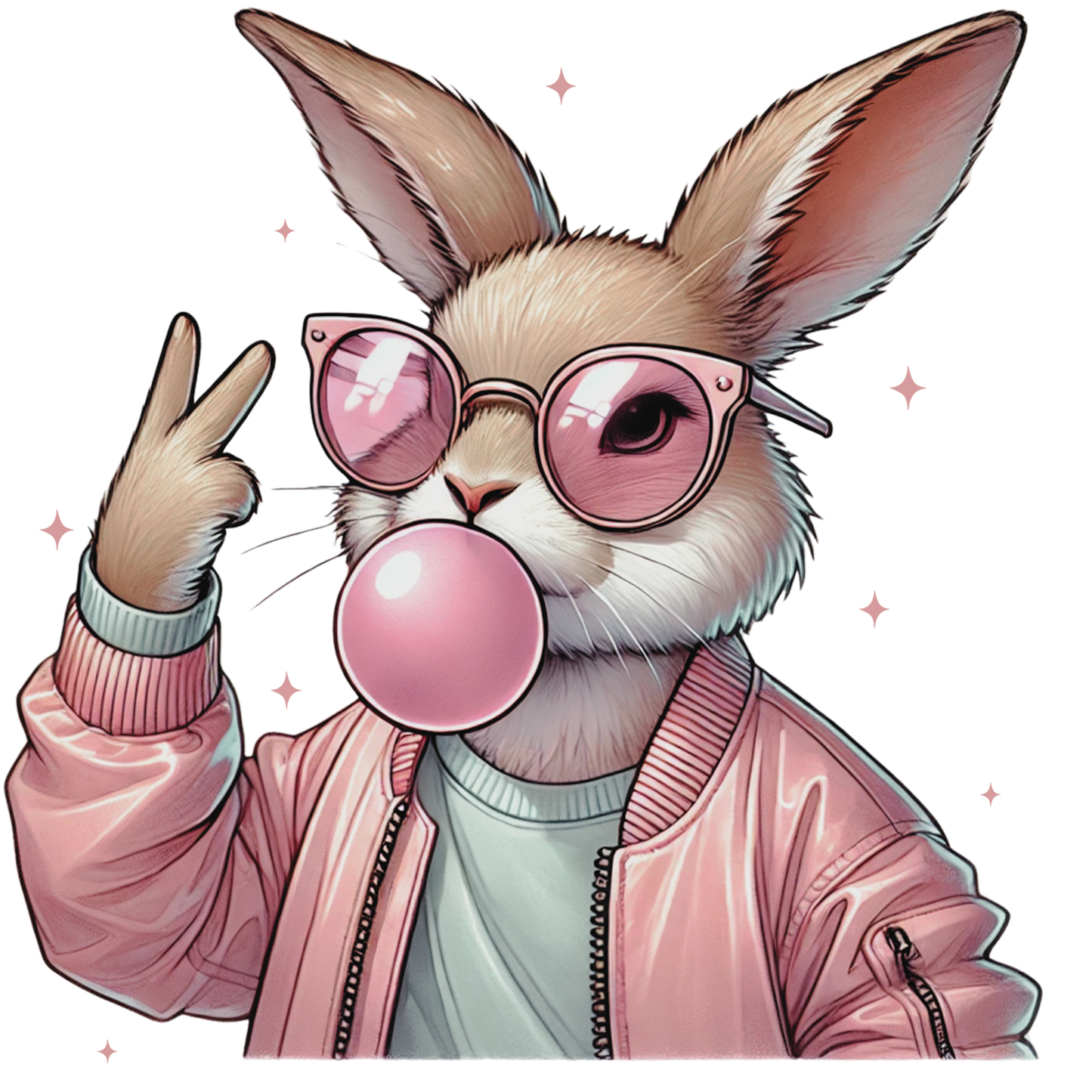 Peace, Rabbit, Bubblegum- Print Only