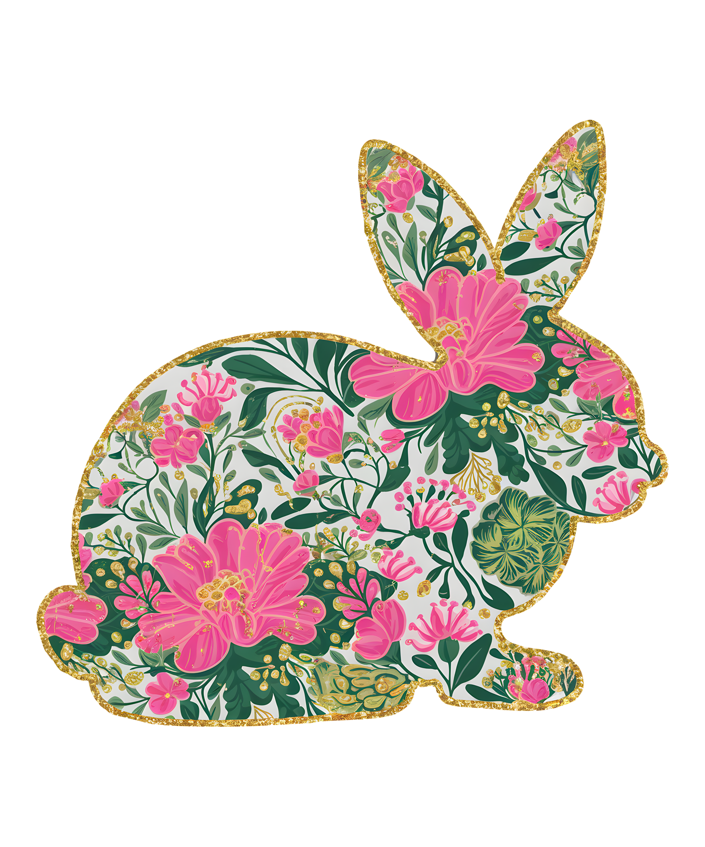 Pink Floral Rabbit- Print Only
