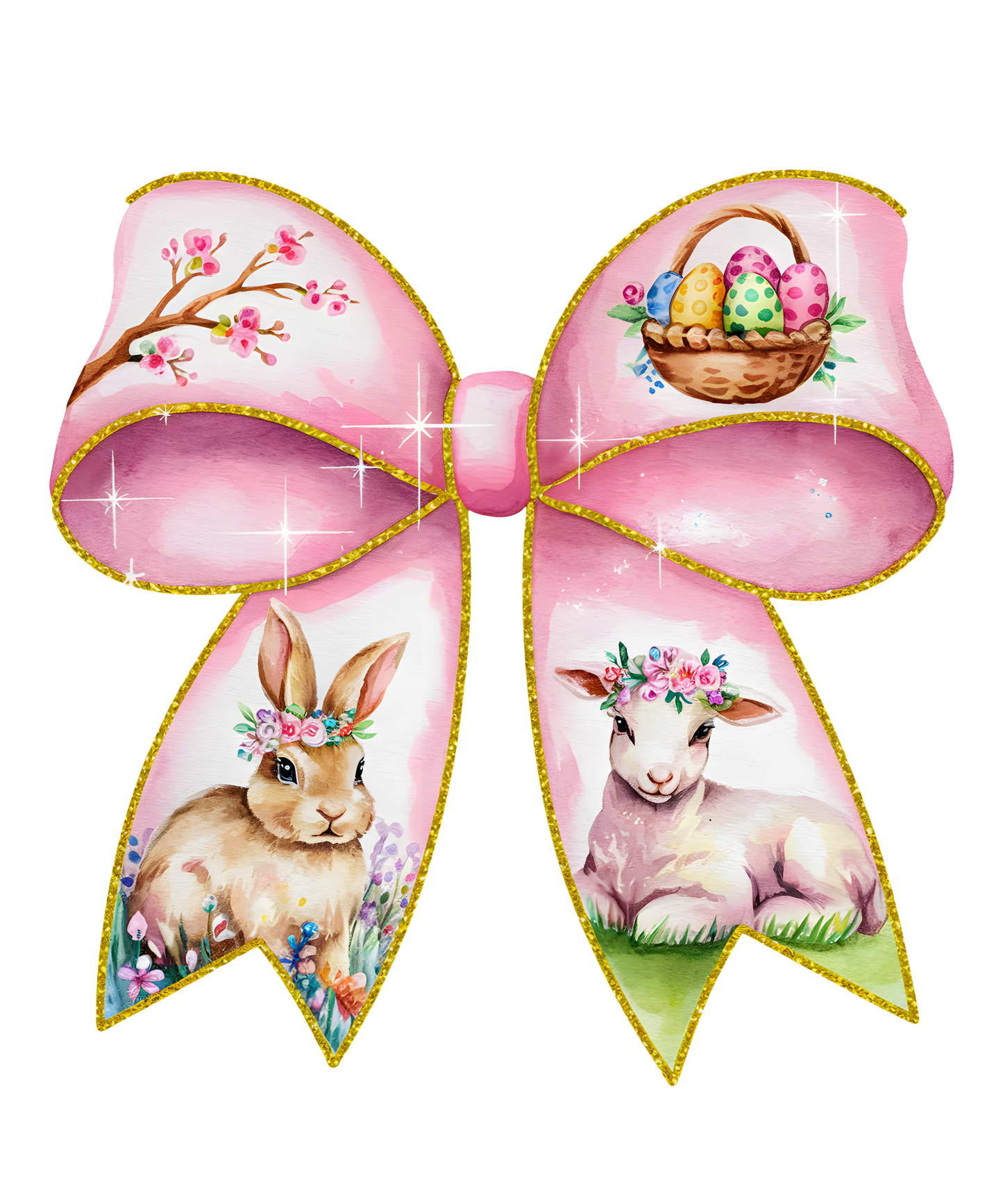Sheep & Rabbit Easter Bow- Print Only