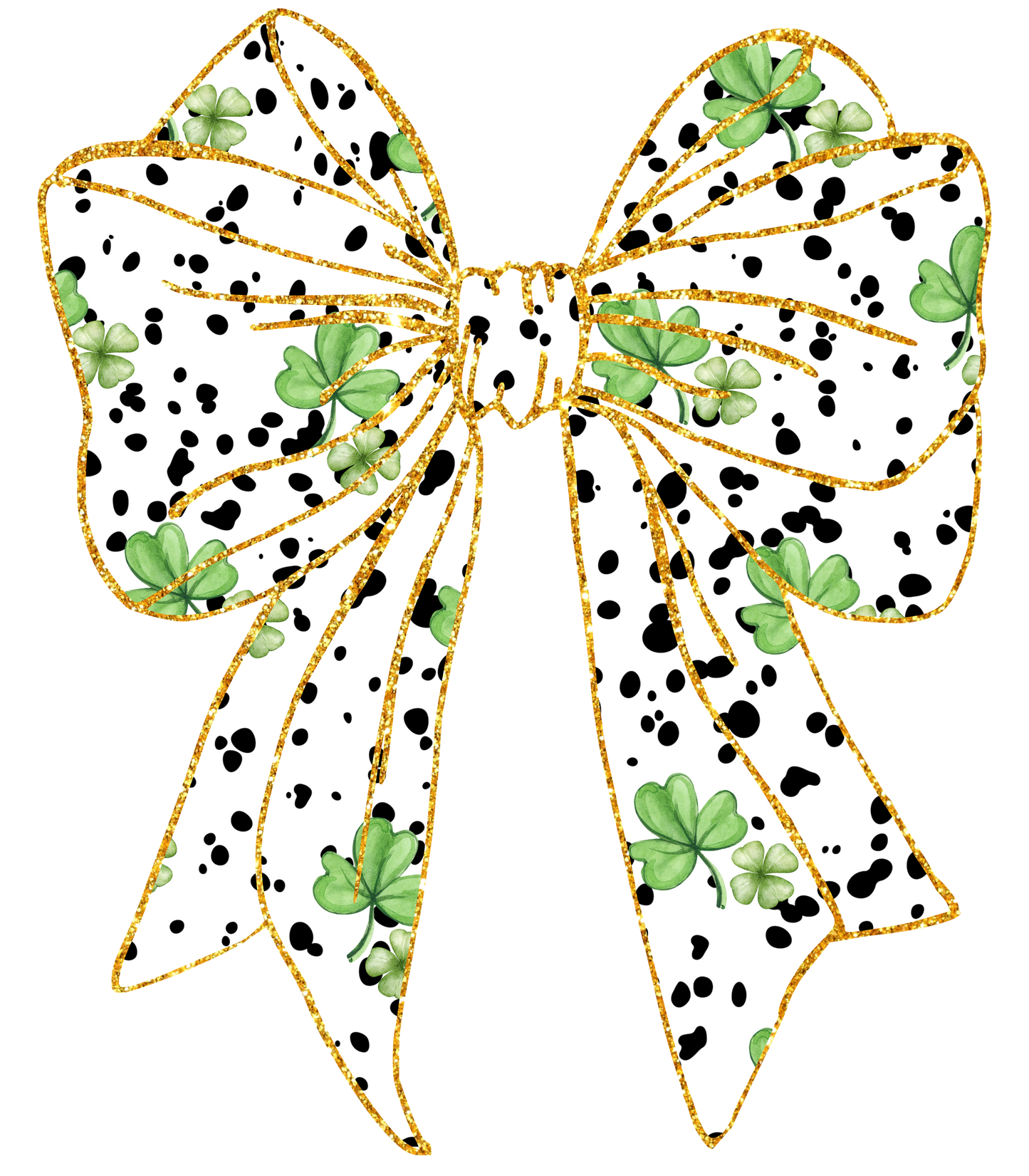 St. Patrick's Day Bow- White & Shamrocks- Print Only