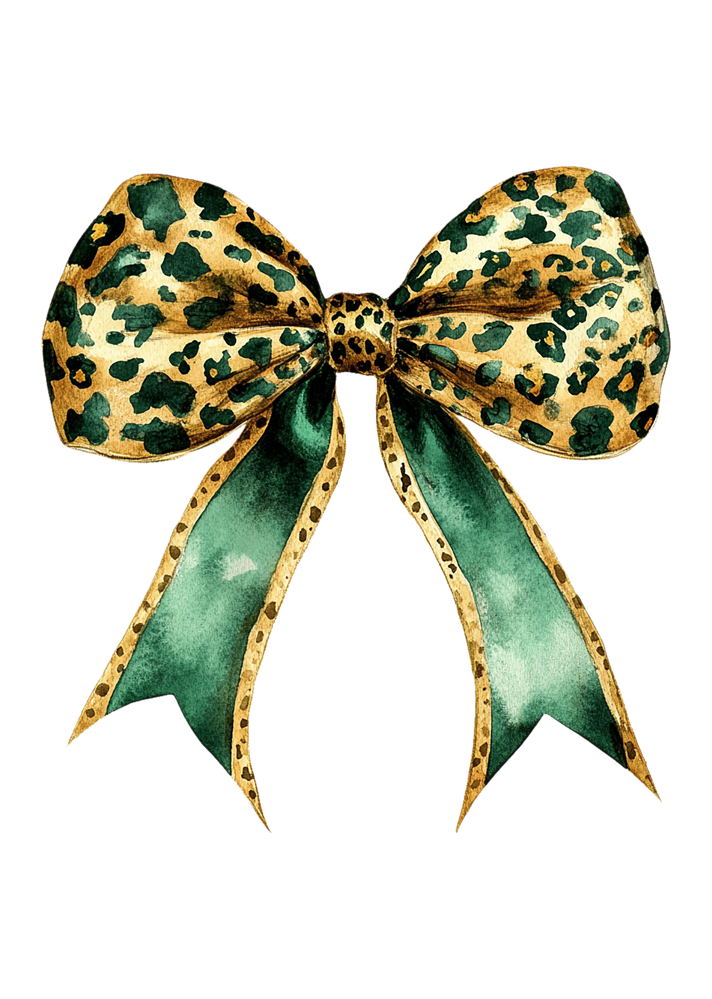 White Lucky & Green Leopard Bow- Print Only
