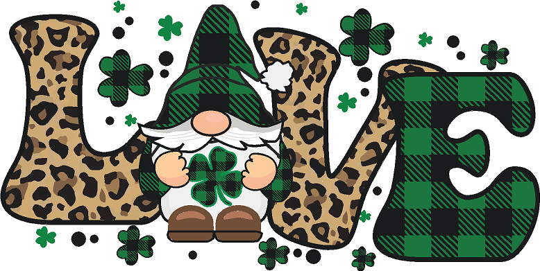 LOVE Leopard St. Patrick's Day- Gnome- Print Only